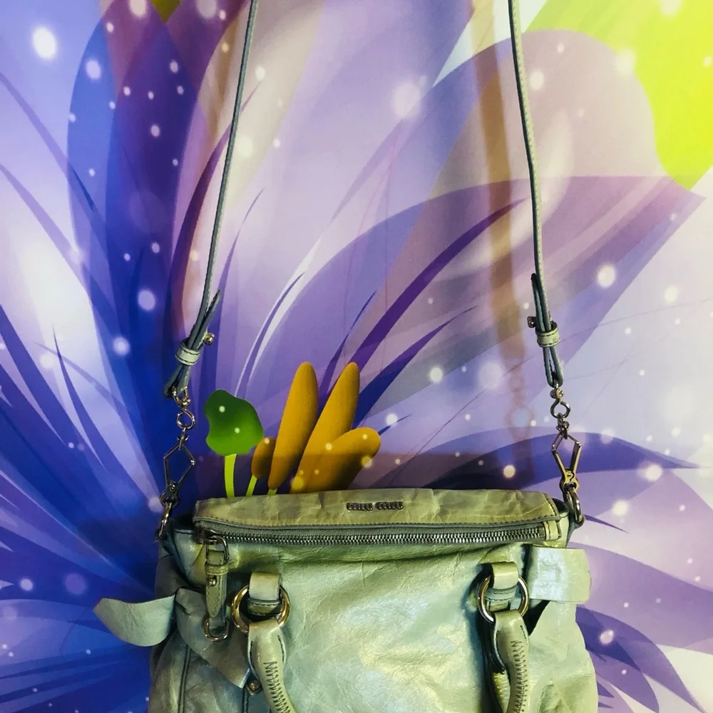 Miu Miu Blueish gray Leather Bag with silver Detail - Picture 11 of 13